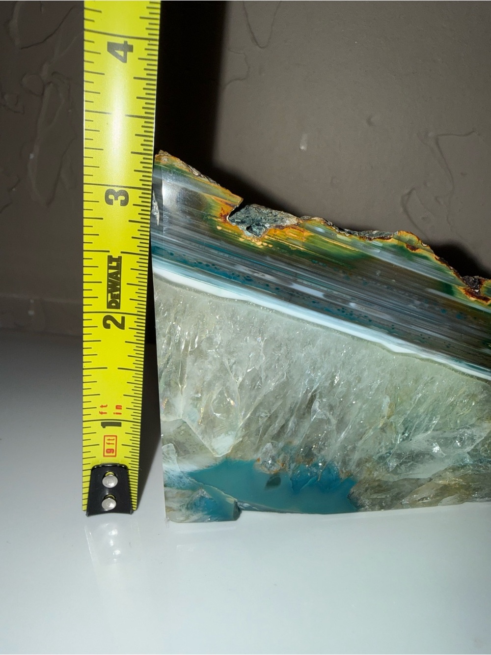 BRAZILIAN blue agate geode polished rock 3.5” tall 3.25” wide - Picture 6 of 7